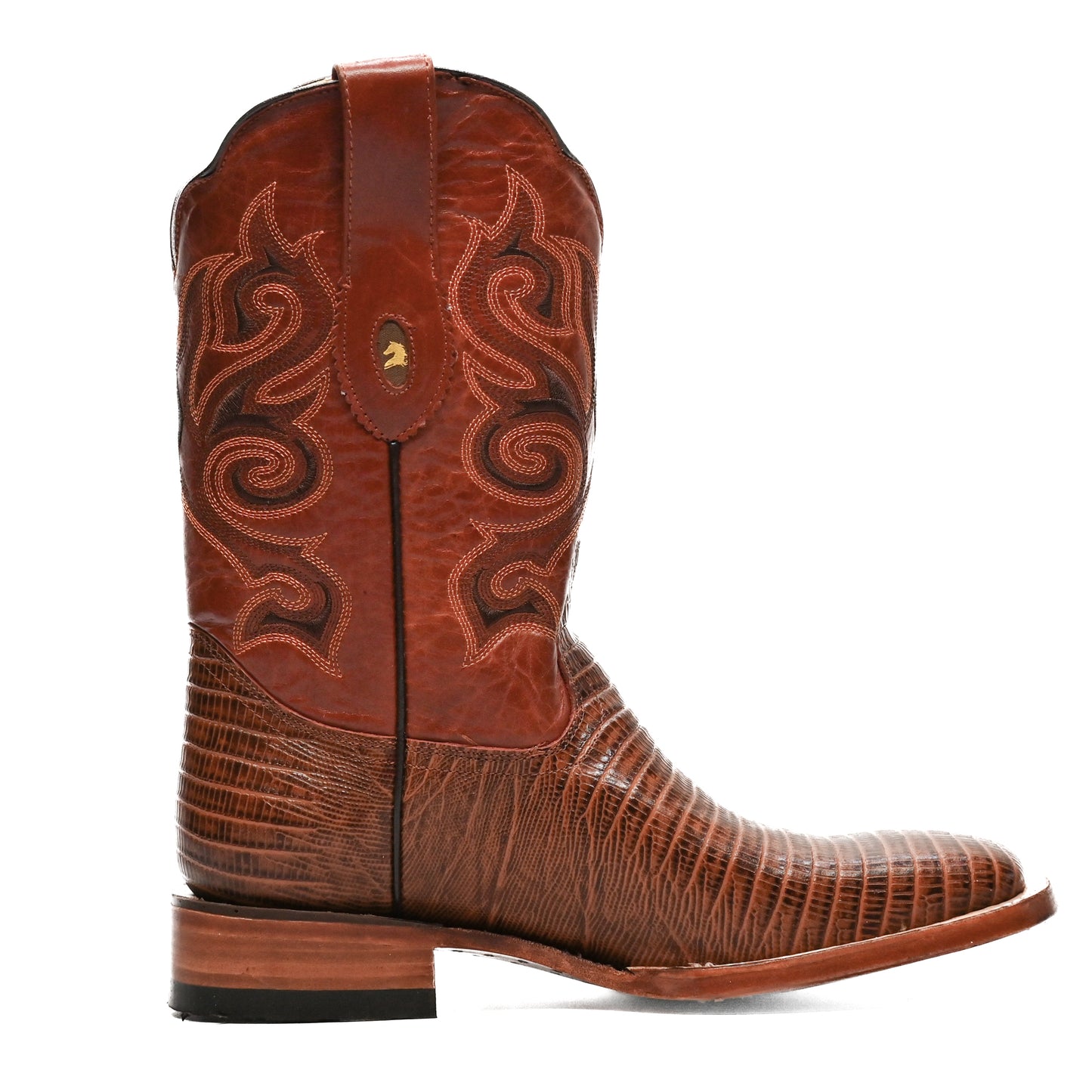 Vaquero Bronco Rodeo Bull Printed Shedron Lizard Barcelona Cognac Boot