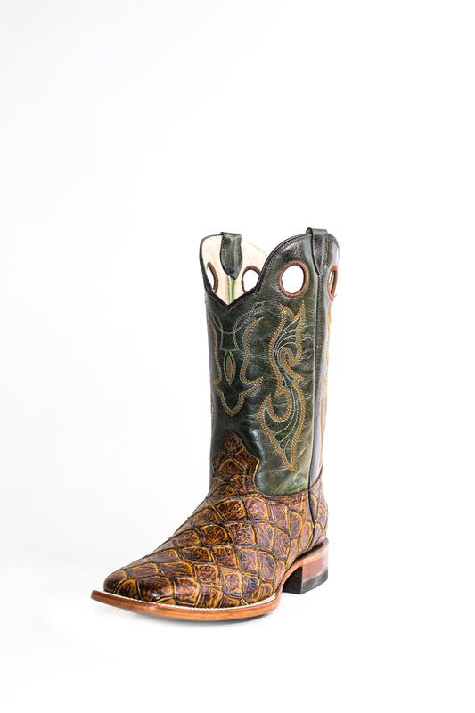 Vaquero Bronco Piraruco Printed Leather Maple Green Forest Boot