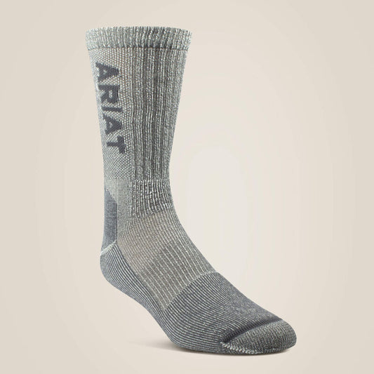 Ariat Gray Lightweight Merino Wool Blend Steel Toe Work Sock