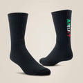 Ariat Black Premium Ringspun Cotton Crew Mexico Work Sock 3 Pair Pack