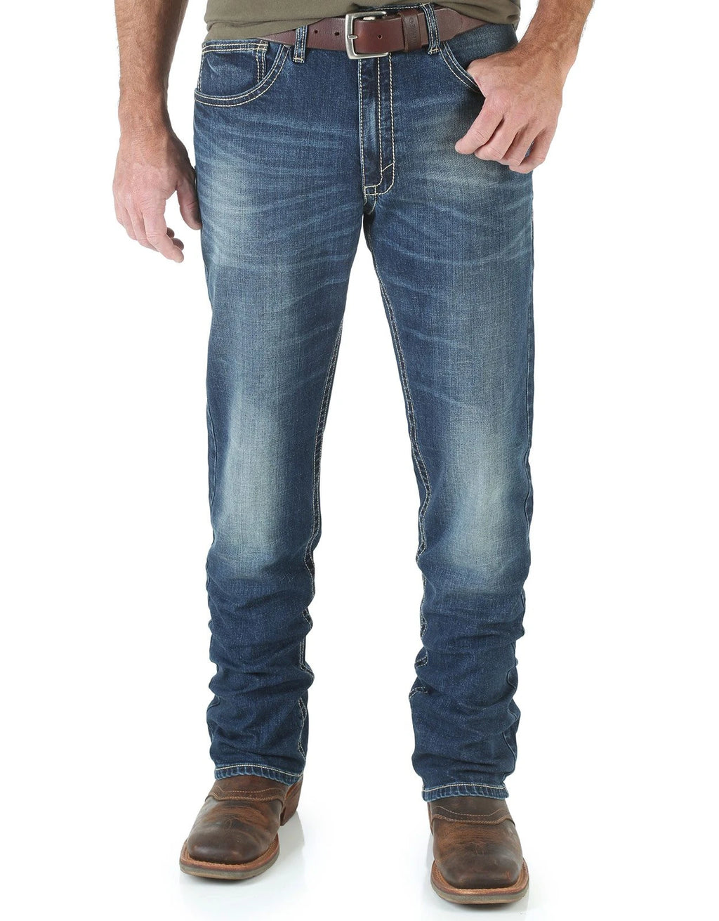 Wrangler Men's 42 Vintage Stretch Low Rise Slim Fit Boot Cut Jeans - Midland
