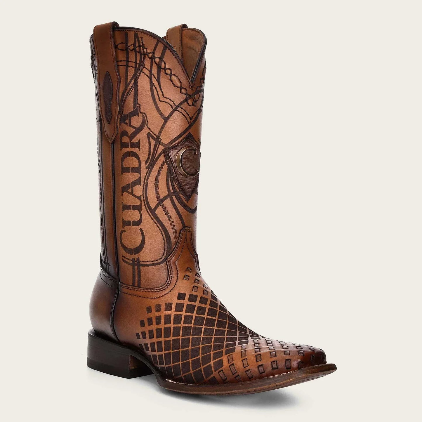 Cuadra Engraved Honey Leather Western Boot CU500