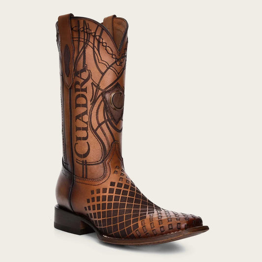 Cuadra Engraved Honey Leather Western Boot CU500