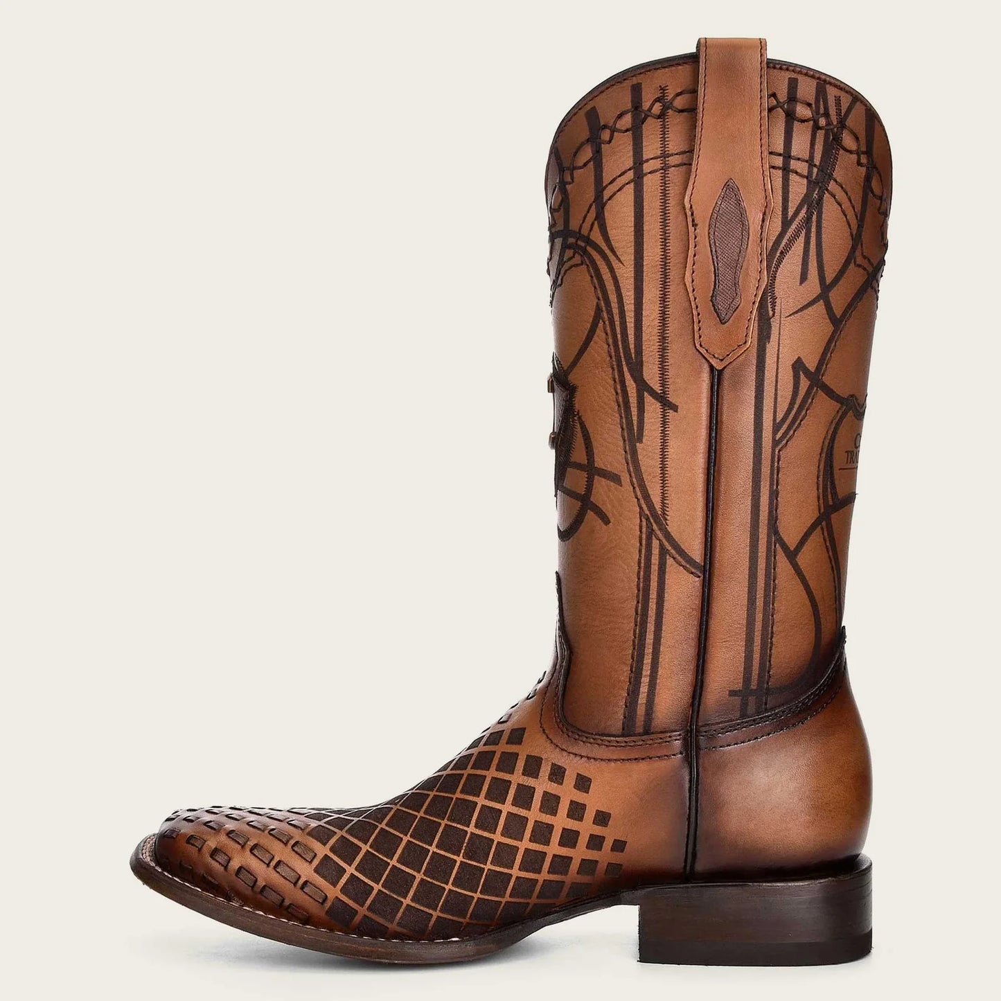 Cuadra Engraved Honey Leather Western Boot CU500