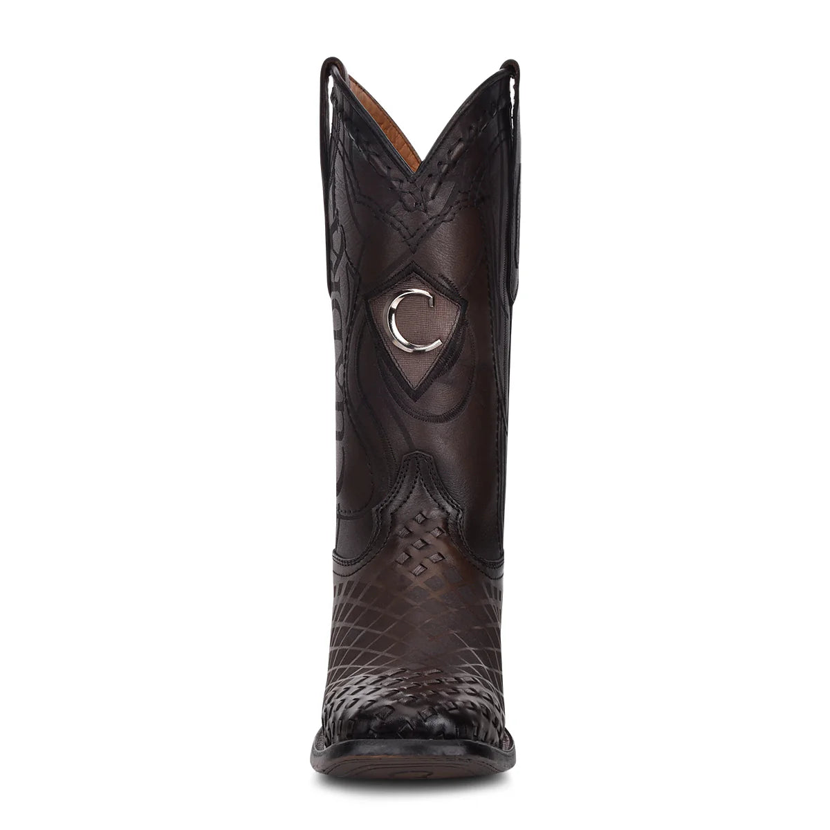 Cuadra Engraved Black Leather Western Boot CU676