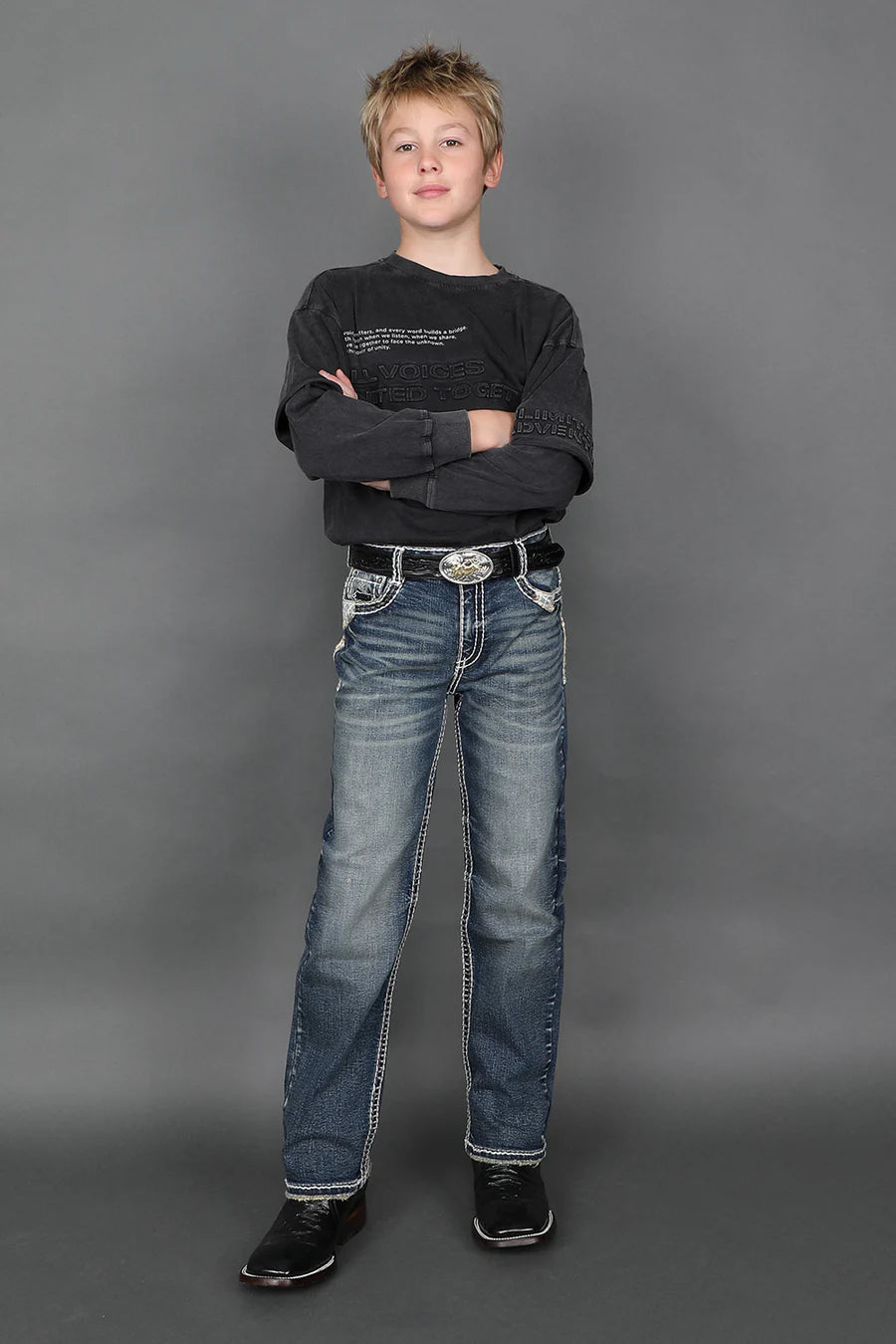 Boy's Embroidered Straight Jeans