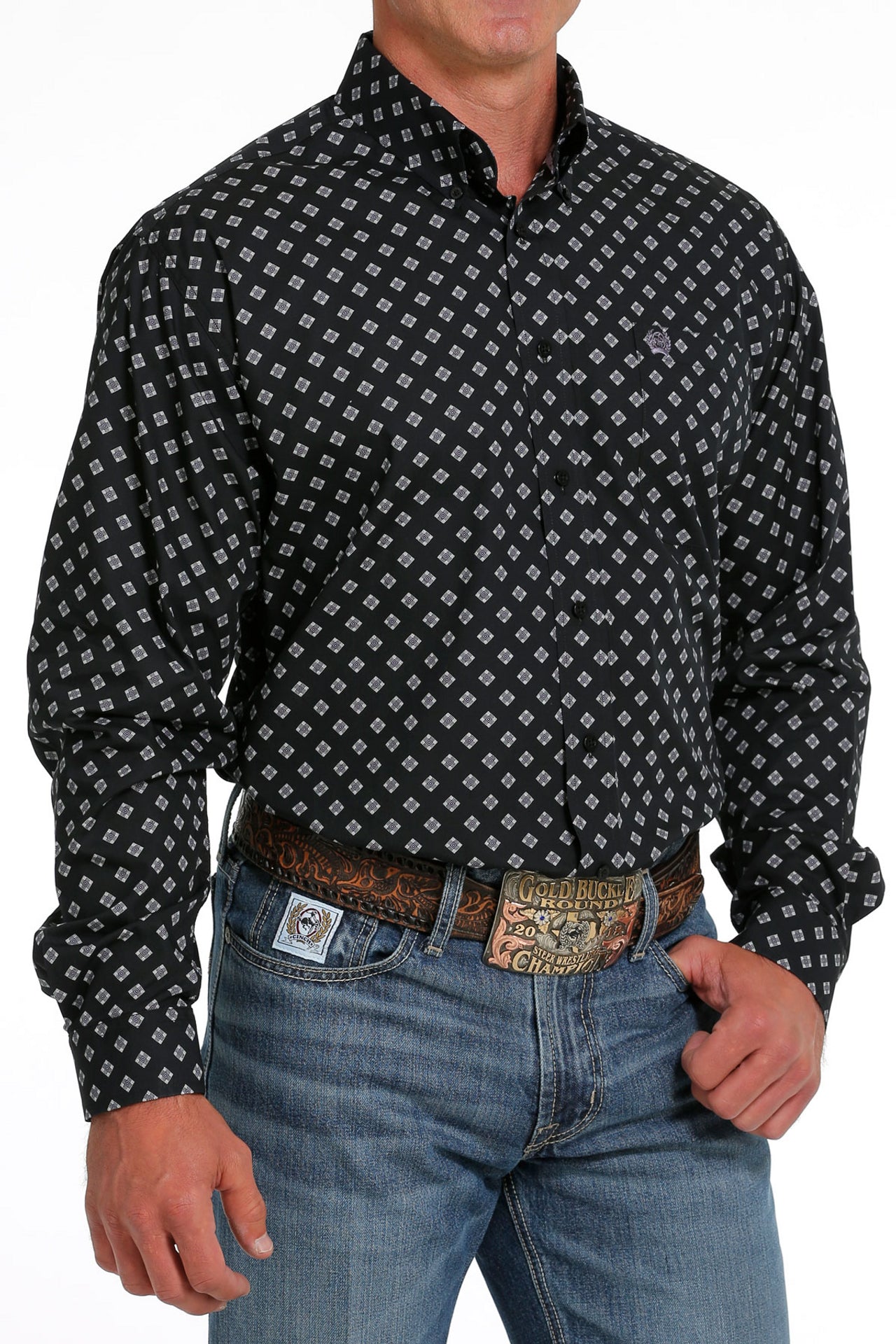 Cinch Men's Black Diamond Print Shirt