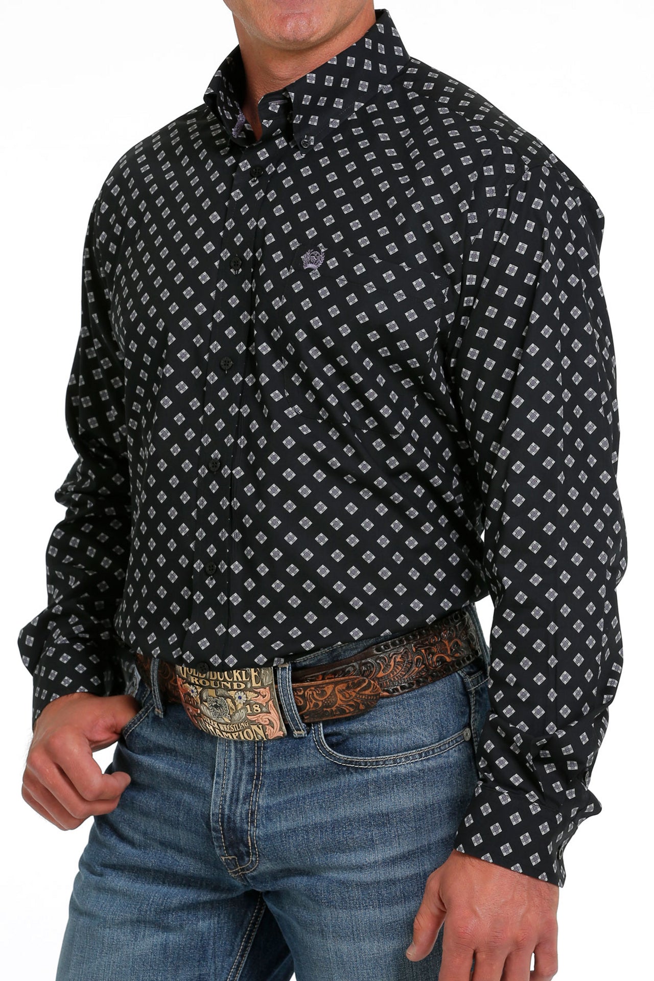 Cinch Men's Black Diamond Print Shirt