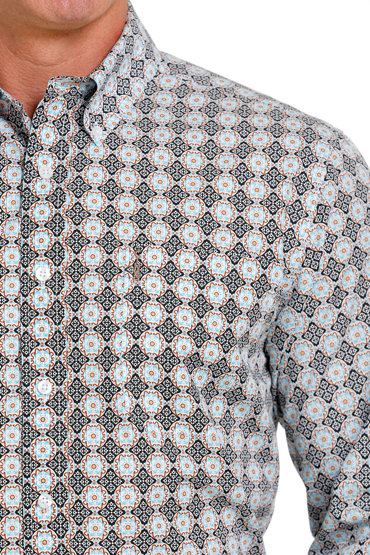 Cinch Men's Blue Geometric Print