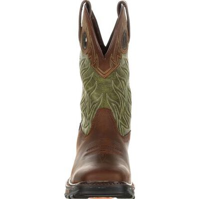 Durango® Maverick XP™ Oiled Brown & Forest Green Waterproof Western Work Boot DDB0177