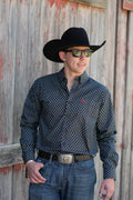 Black Geometric Button Up SKCL2023155