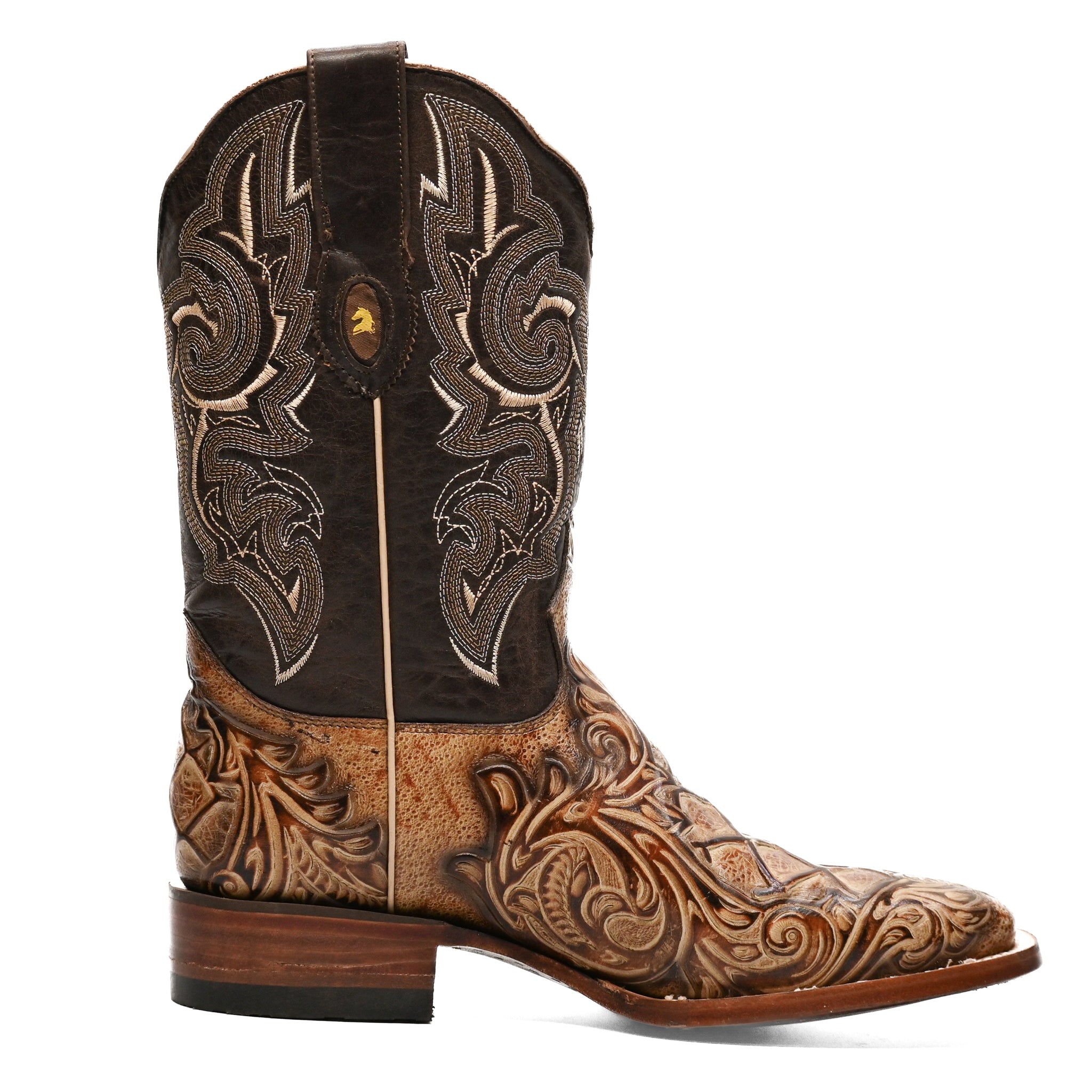 Vaquero Bronco Rodeo Bull Printed Fish Titan Orix Brown Barcelona Boot