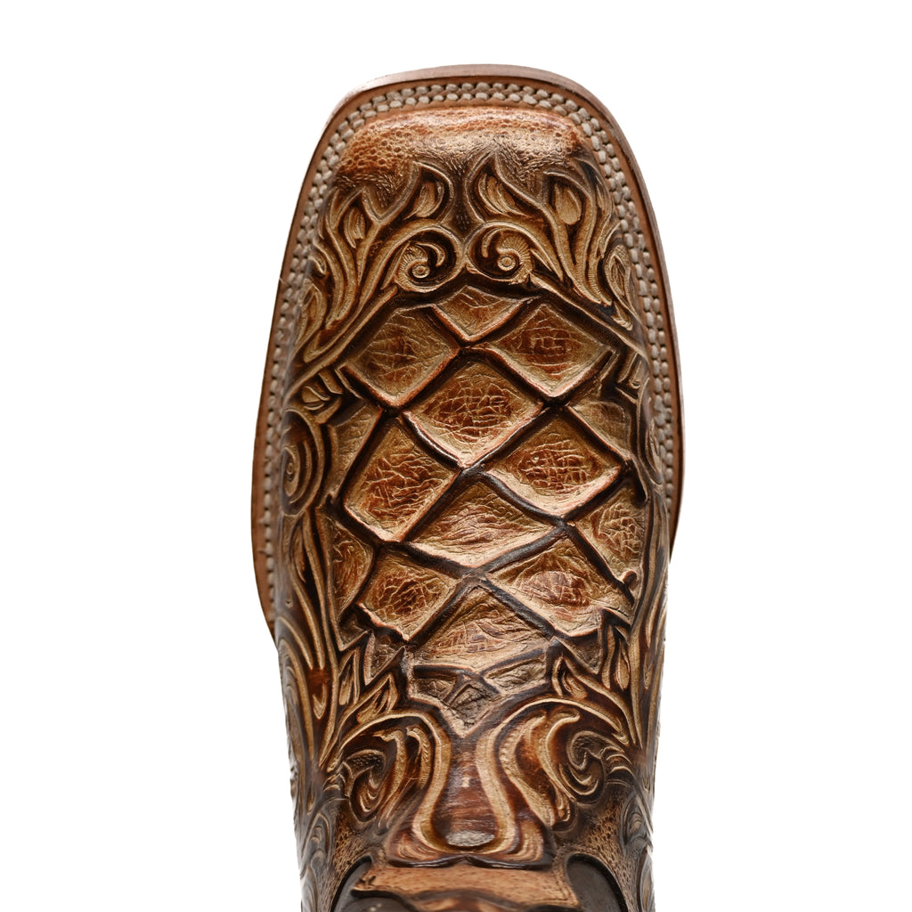 Vaquero Bronco Rodeo Bull Printed Fish Titan Orix Brown Barcelona Boot