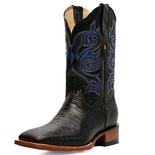 Vaquero Bronco Rodeo Bull Printed Black Lizard Barcelona Black Boot