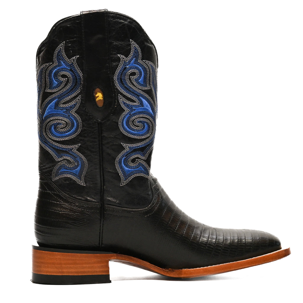 Vaquero Bronco Rodeo Bull Printed Black Lizard Barcelona Black Boot