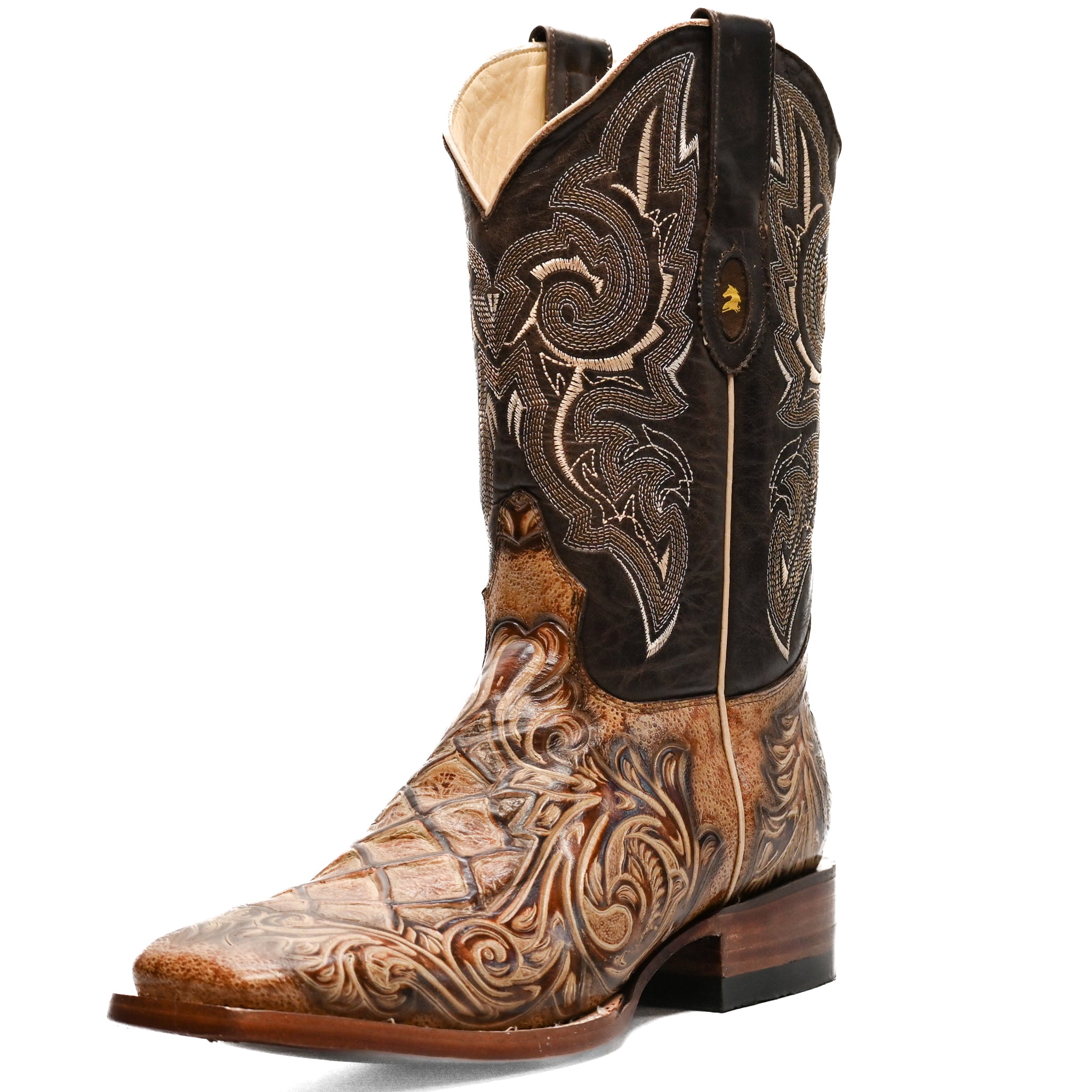 Vaquero Bronco Rodeo Bull Printed Fish Titan Orix Brown Barcelona Boot