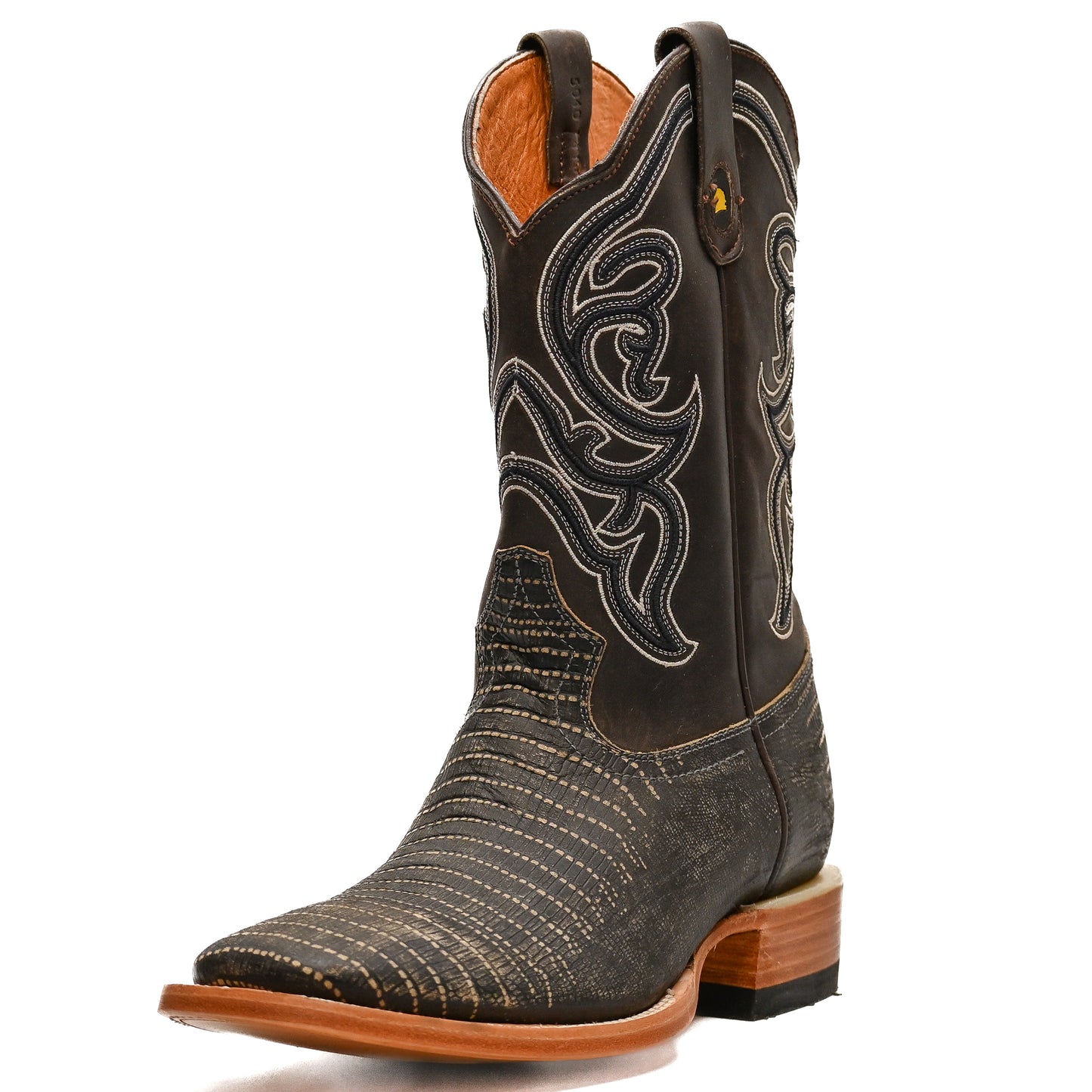 Vaquero Bronco Printed Grey Rustic Lizard Boot