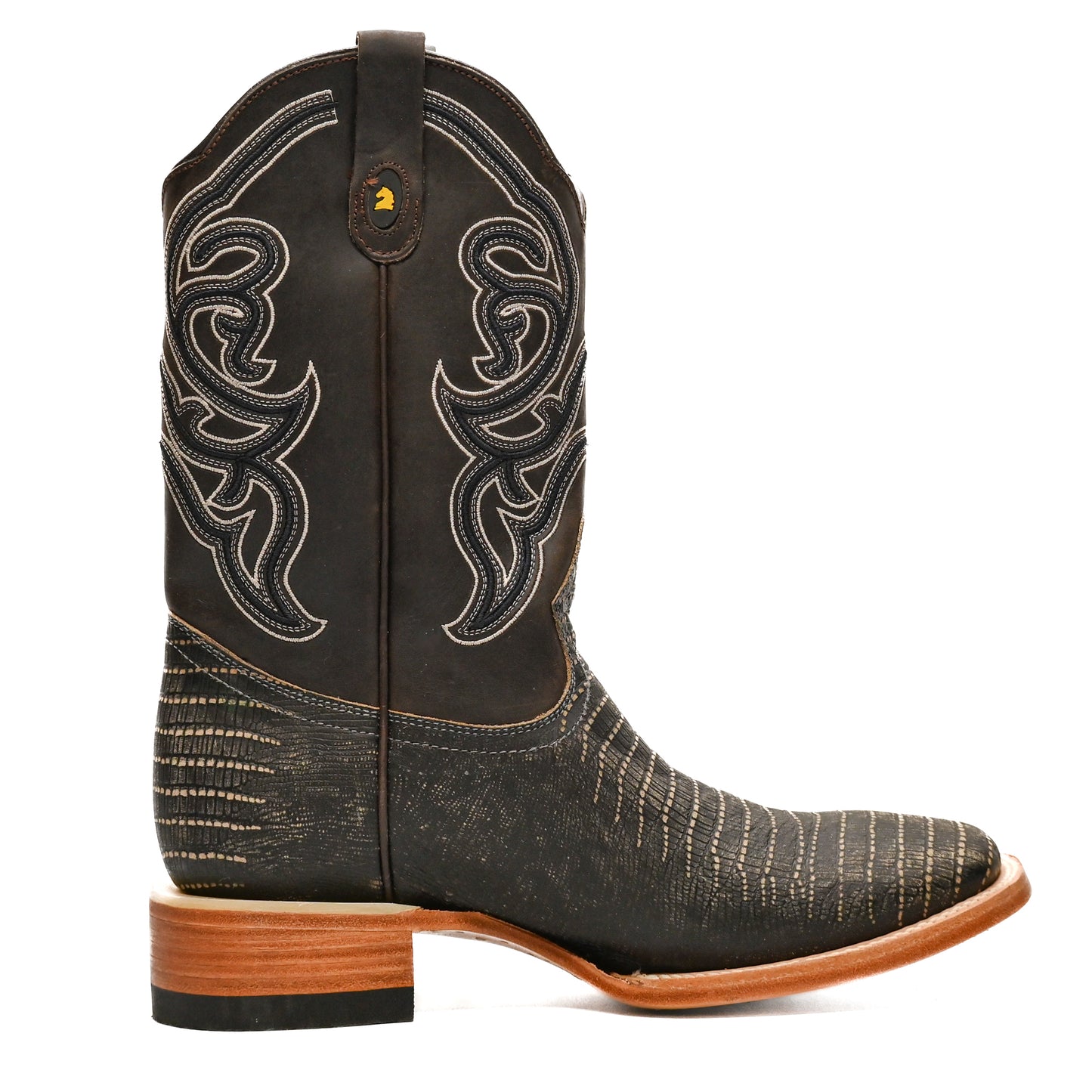 Vaquero Bronco Printed Grey Rustic Lizard Boot