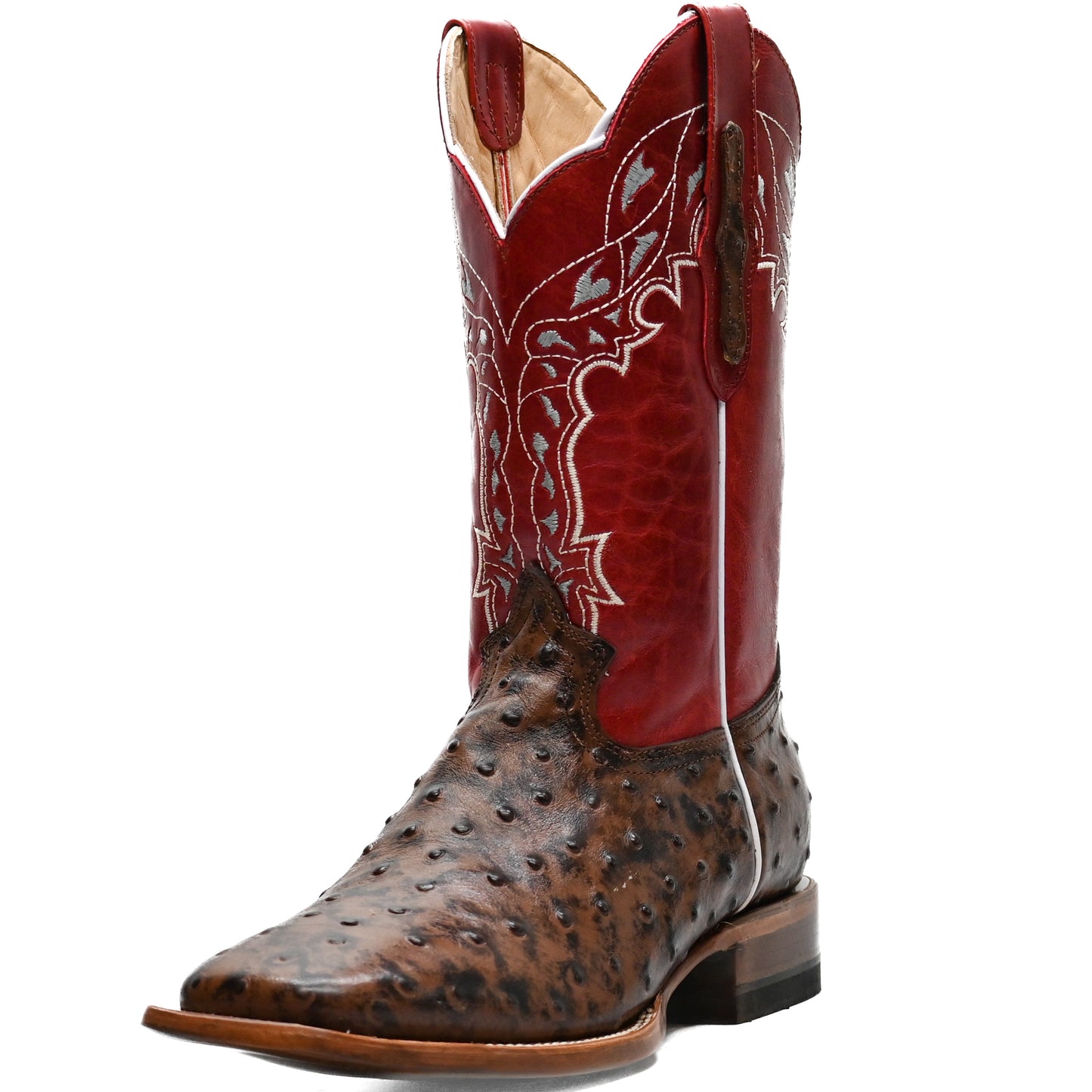 Vaquero Bronco Printed Brown Ostrich Boot