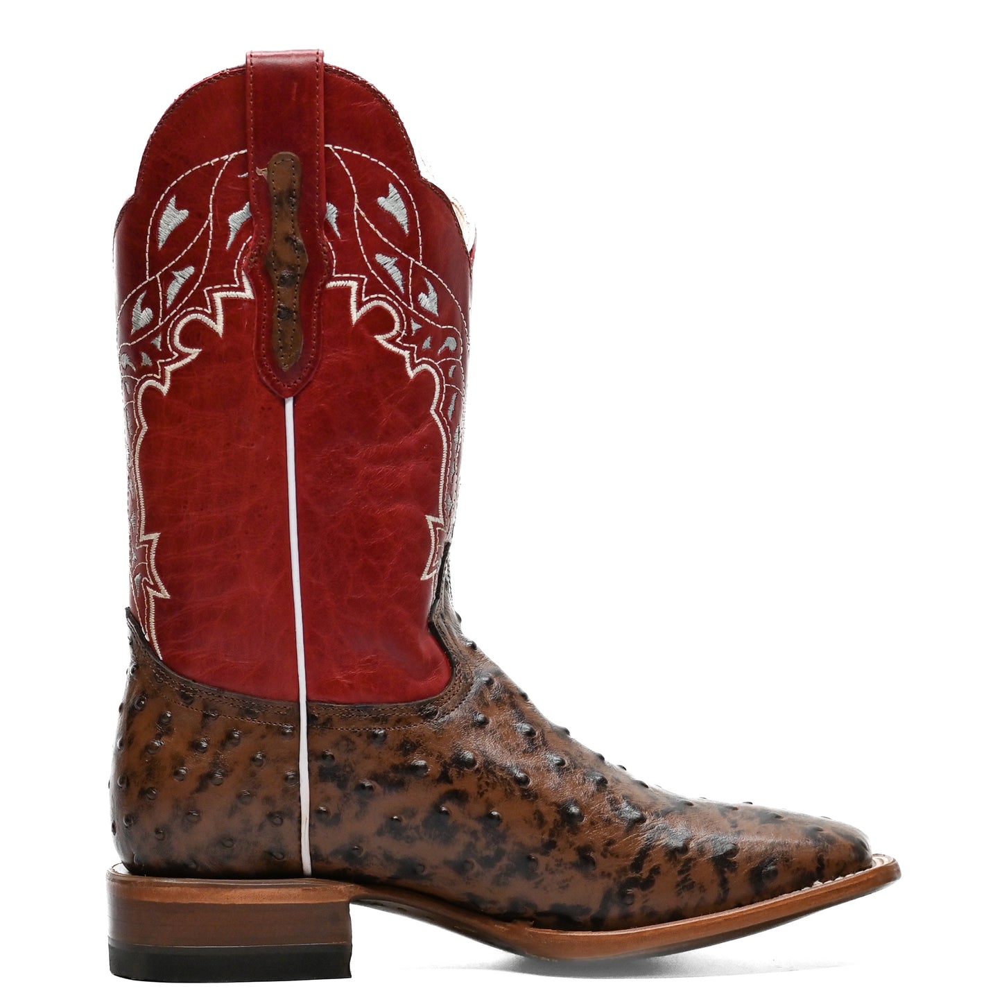 Vaquero Bronco Printed Brown Ostrich Boot