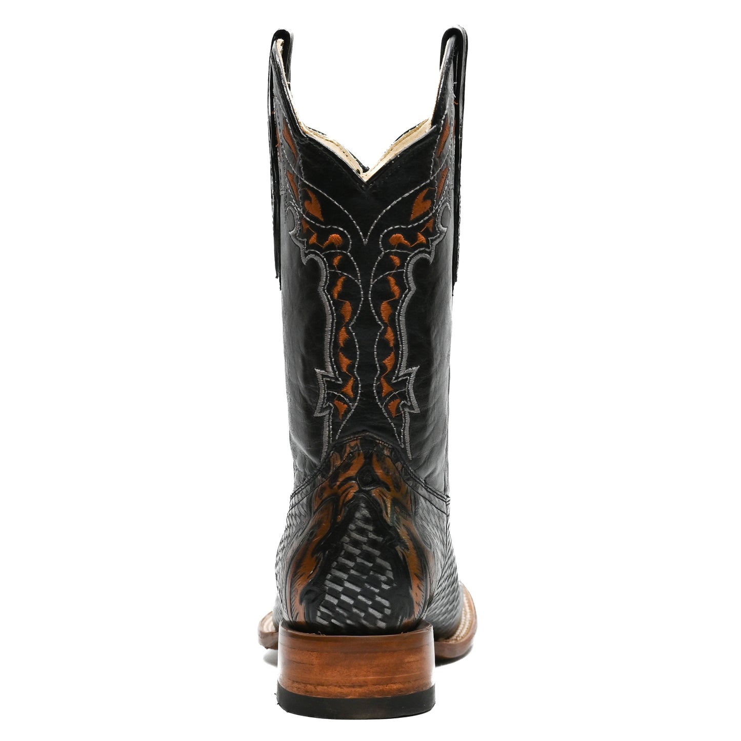 Vaquero Bronco Black Petatillo Silver Feather Boot