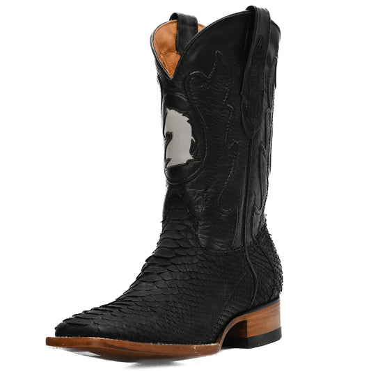 Vaquero Bronco Python Black Matte Exotic Western Boot