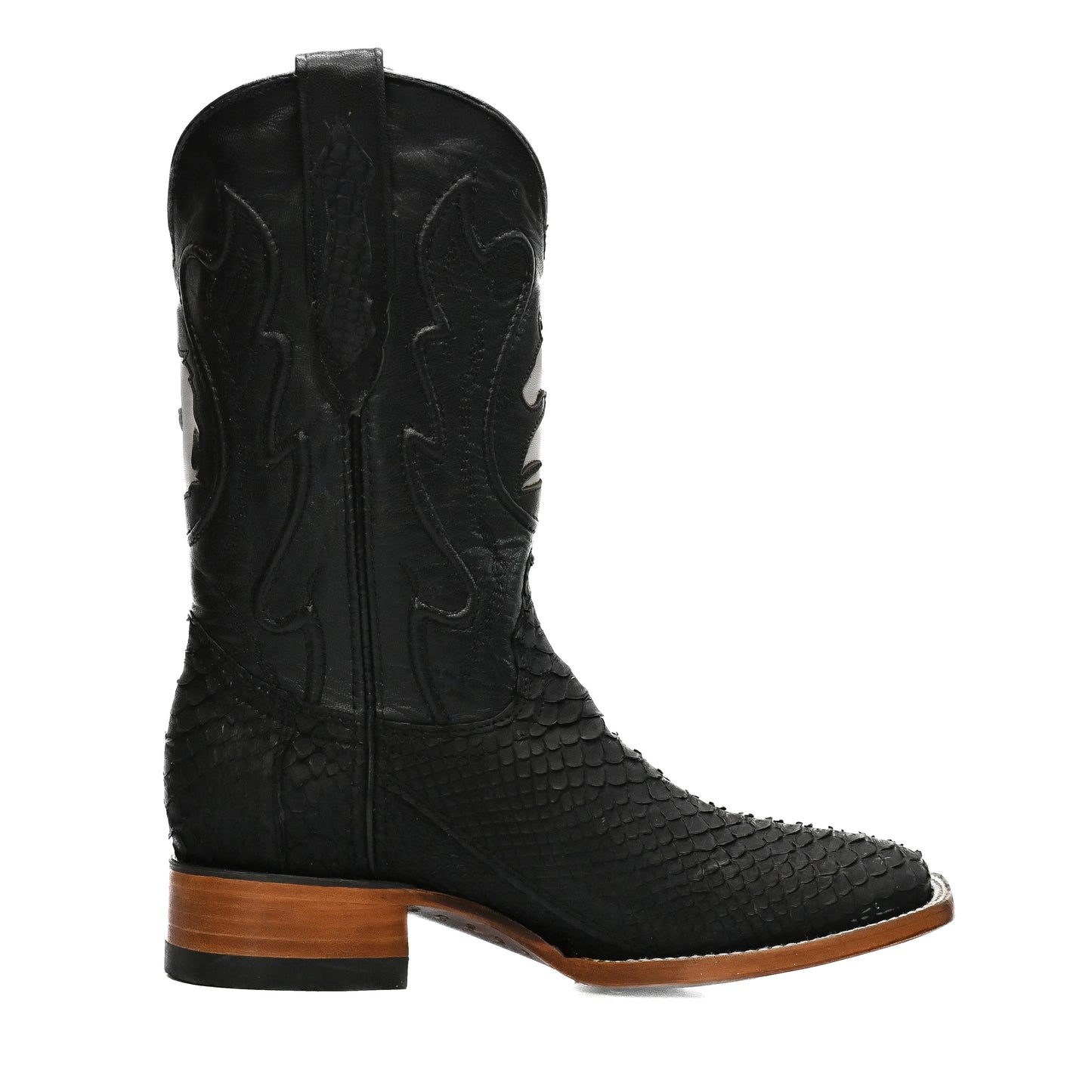 Vaquero Bronco Python Black Matte Exotic Western Boot