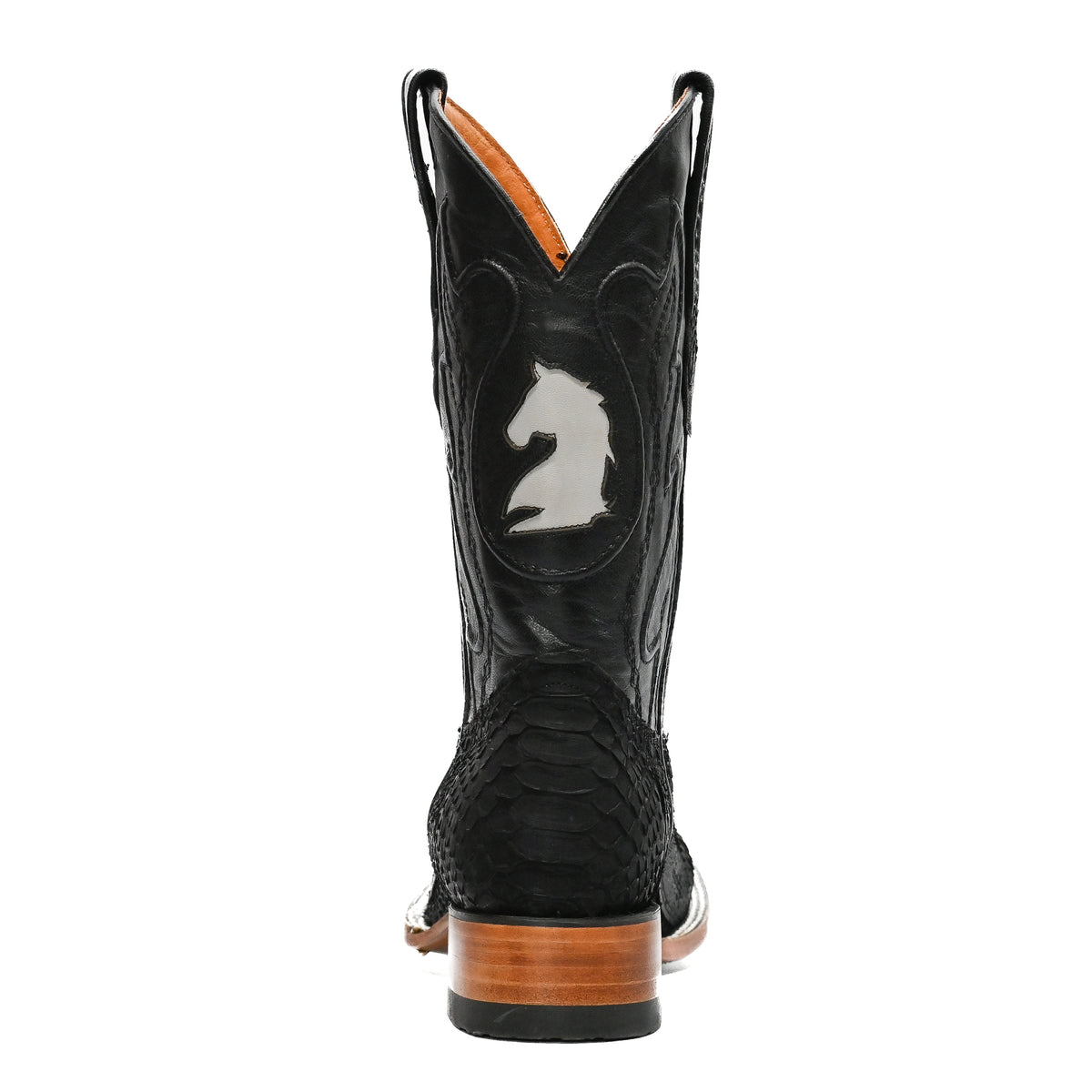 Men's Western Cowboy Square Toe Ankle Boots - Python Print Botin Vaquero, Slip On, Leather, Made In Mexico