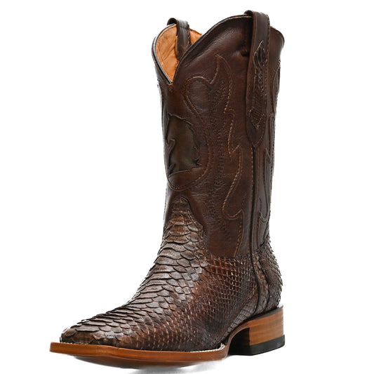 Vaquero Bronco Python Brown Exotic Western Boot