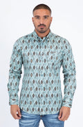 Mens Satin Cotton Modern Fit Blue Long Sleeve Shirt CWL11338