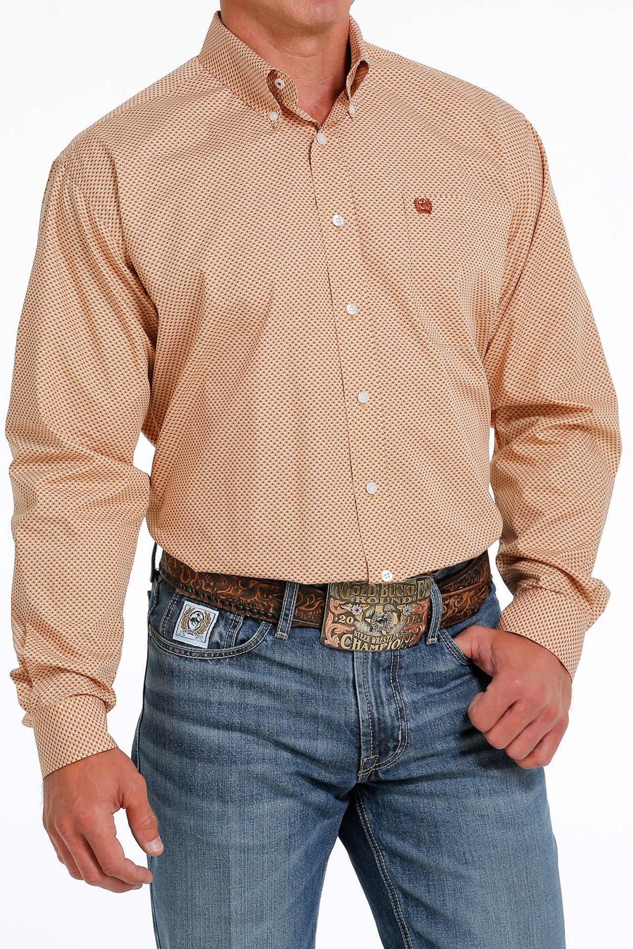 Cinch Men's Khaki Geometric Print Shirt