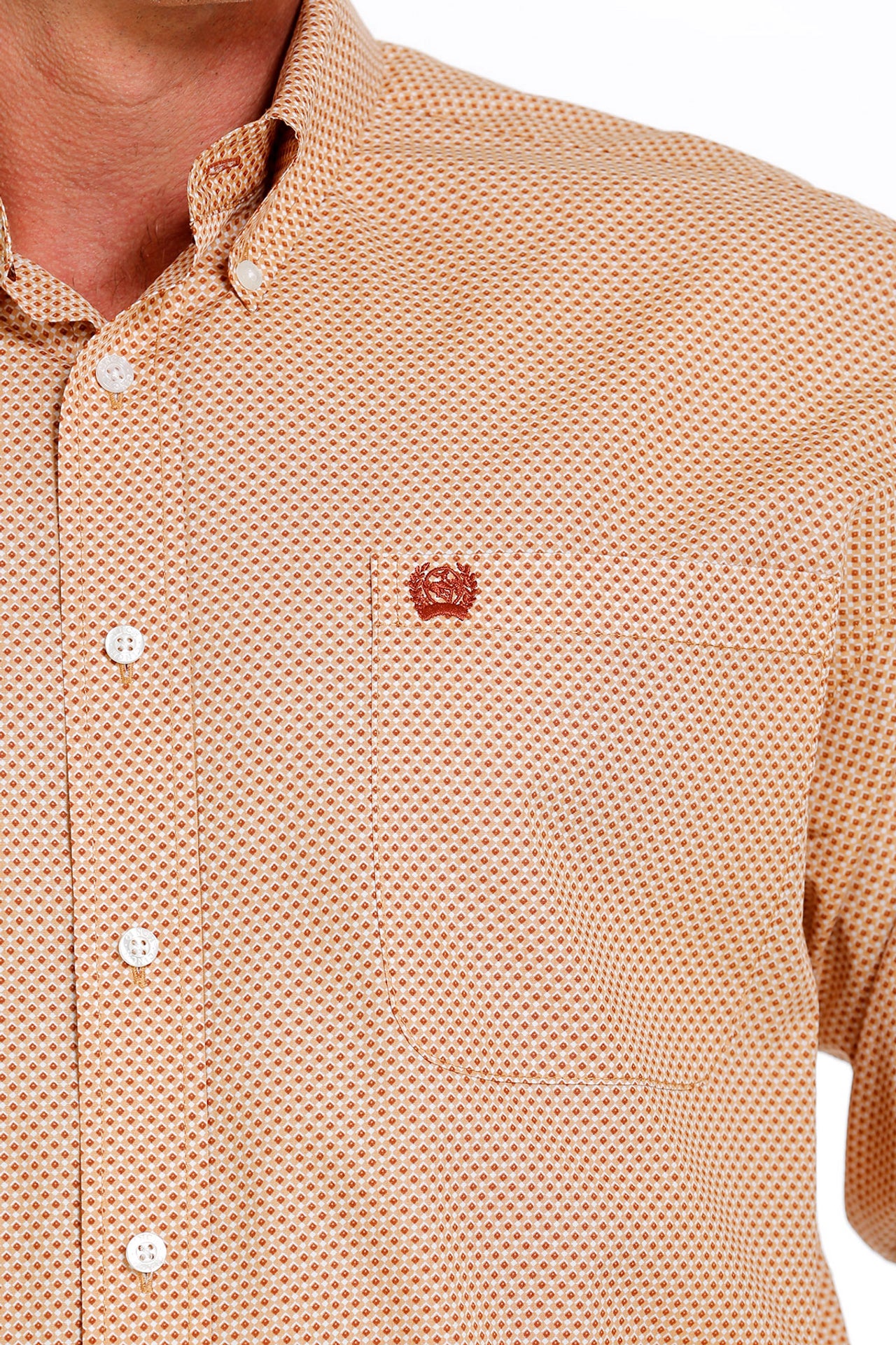 Cinch Men's Khaki Geometric Print Shirt