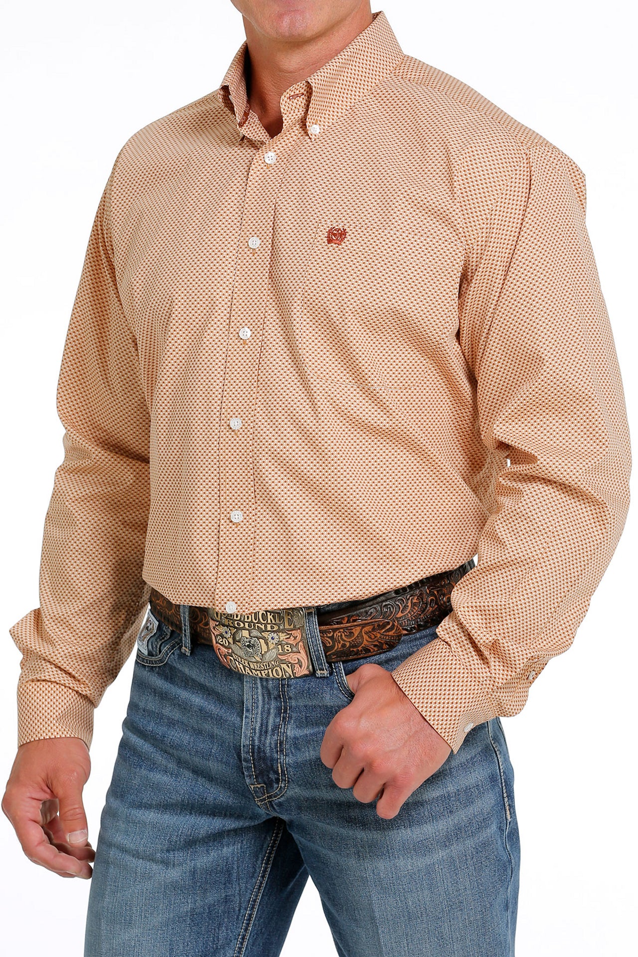 Cinch Men's Khaki Geometric Print Shirt