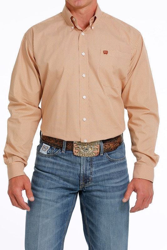 Cinch Men's Khaki Geometric Print Shirt