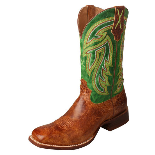 Twisted X Cognac/Emerald Green Western Boot MRAL013