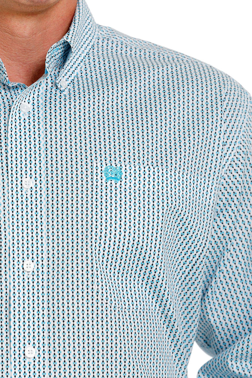 Cinch Men's Stretch White/Turquoise Shirt