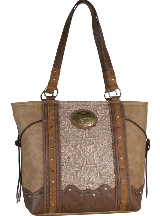 Justin Women's Tan Lace Inlay Conceal Carry Tote Bag