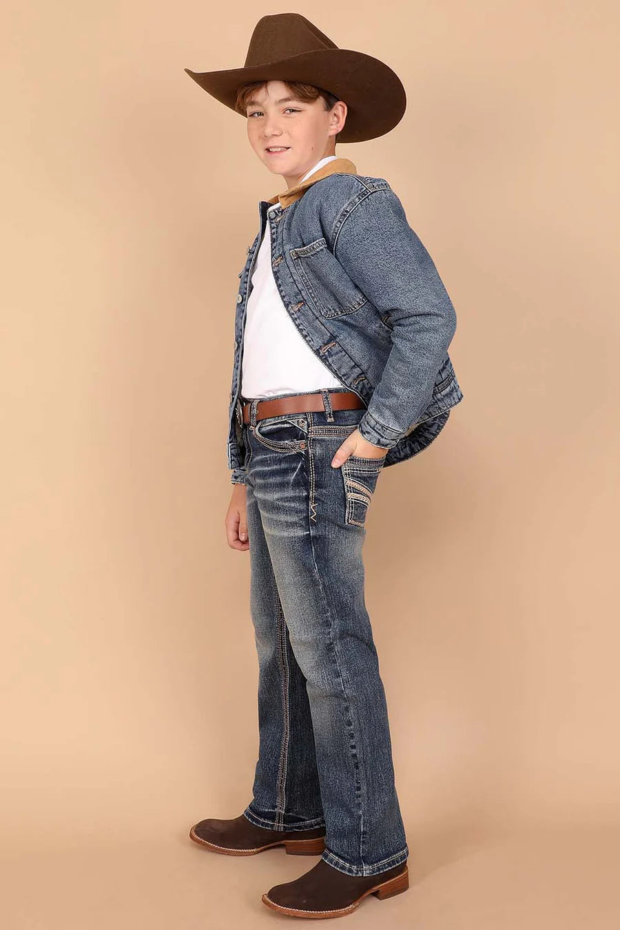 Boy's Embroidery Modern Bootcut Jeans