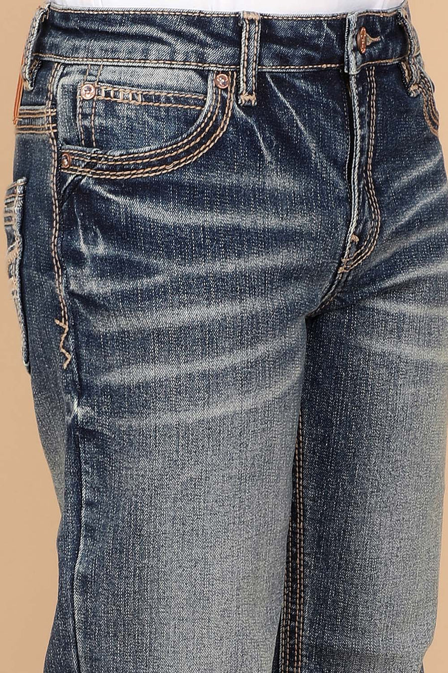 Boy's Embroidery Modern Bootcut Jeans