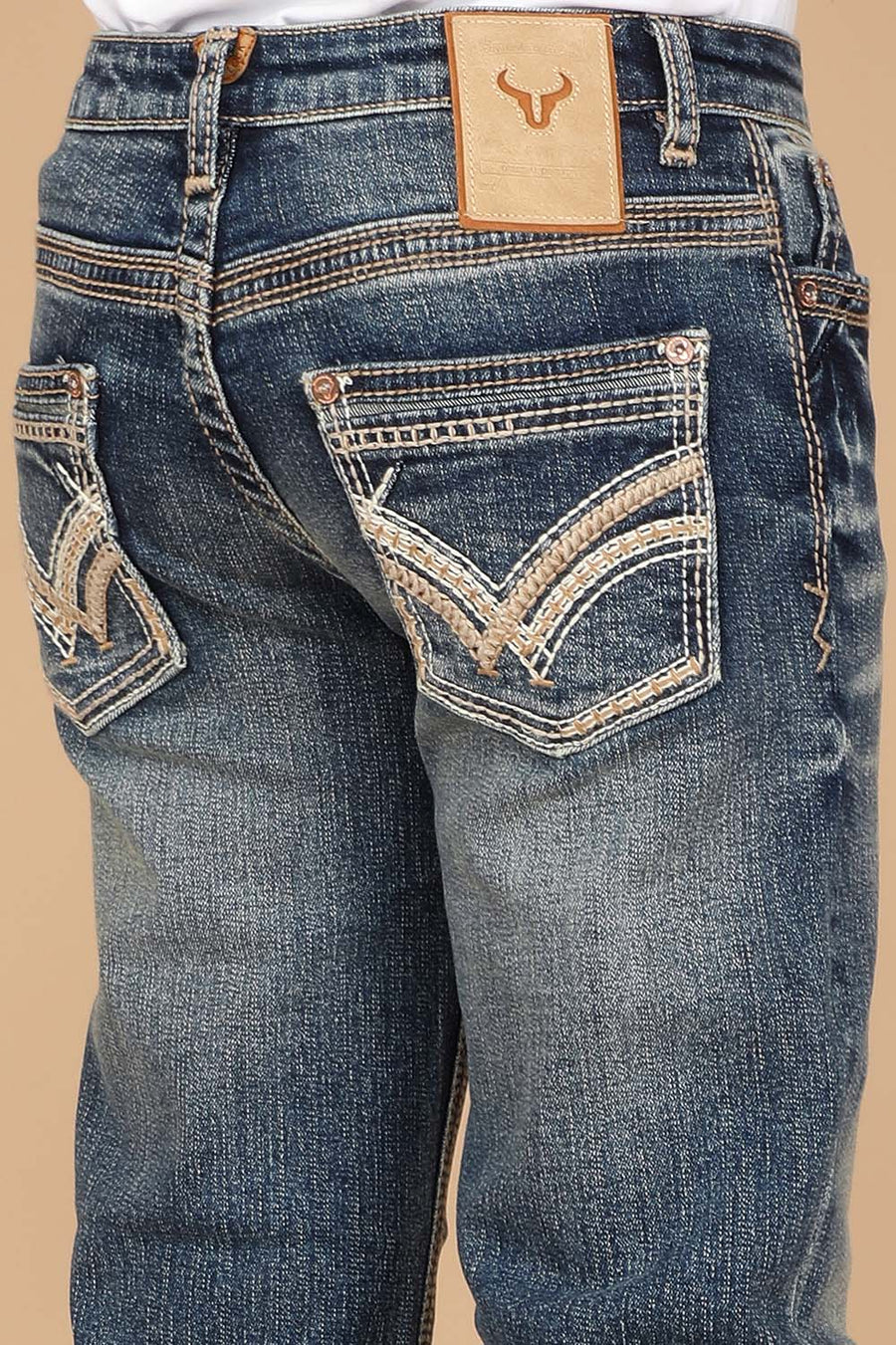 Boy's Embroidery Modern Bootcut Jeans