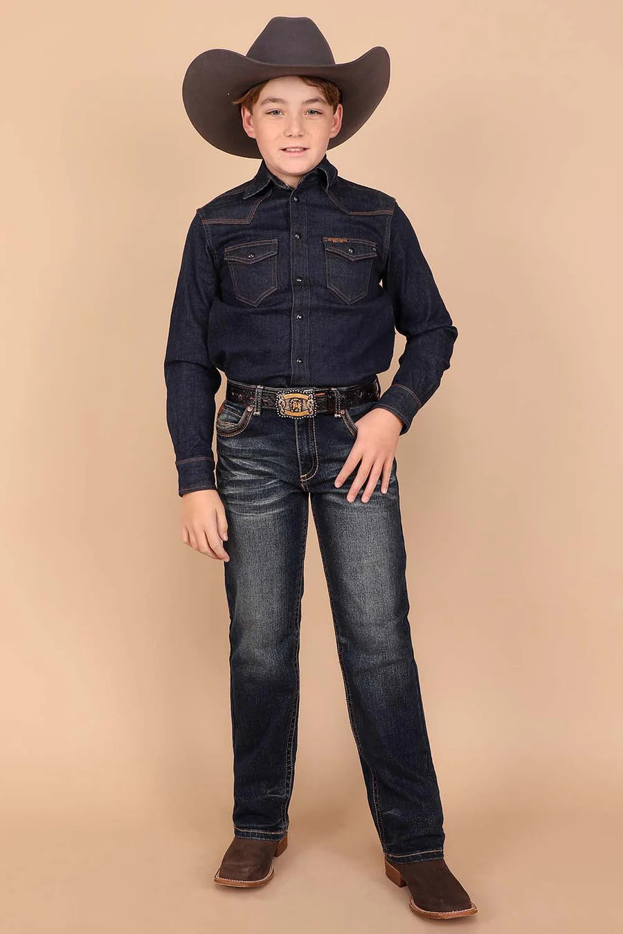Boy's Embroidery Modern Bootcut Jeans