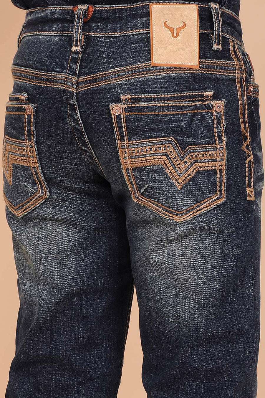 Boy's Embroidery Modern Bootcut Jeans