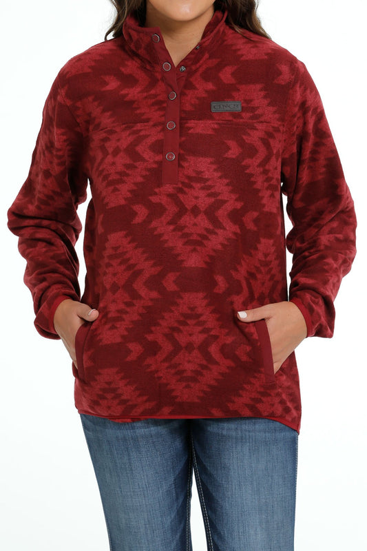 Cinch Women's Southwest Polar Fleece Pullover - RED