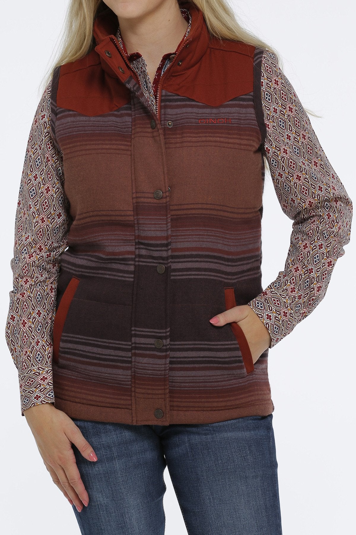 Cinch Women's Twill Quilted Vest - Red