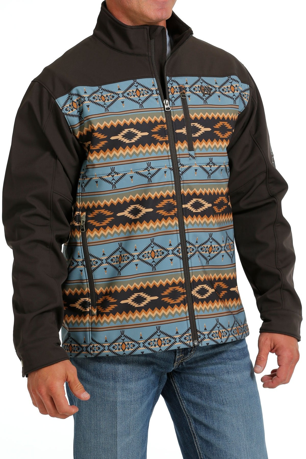 Cinch Men's Southwestern Print Bonded Jacket - Brown