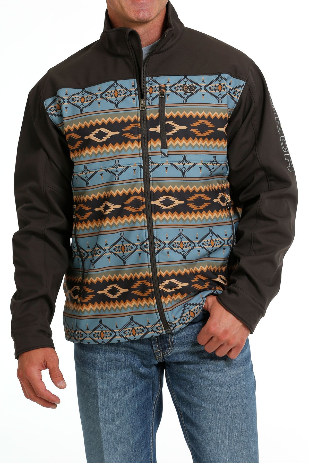 Cinch Men's Southwestern Print Bonded Jacket - Brown