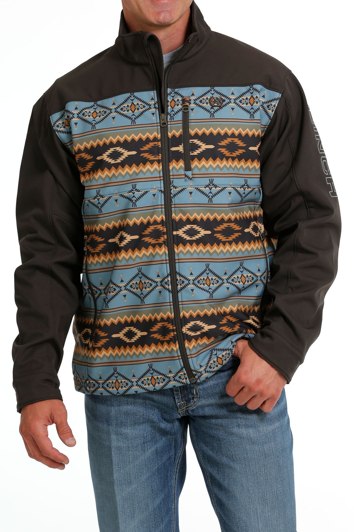 Cinch Men's Southwestern Print Bonded Jacket - Brown