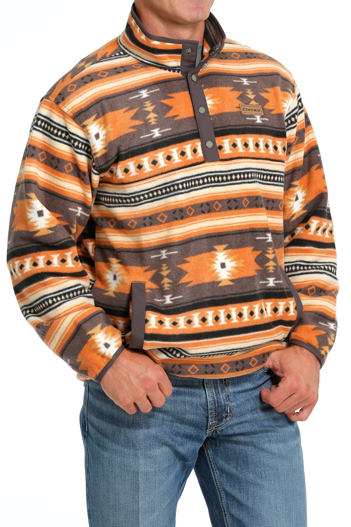 Cinch Men's Southwestern Polar Fleece Pullover - Gray