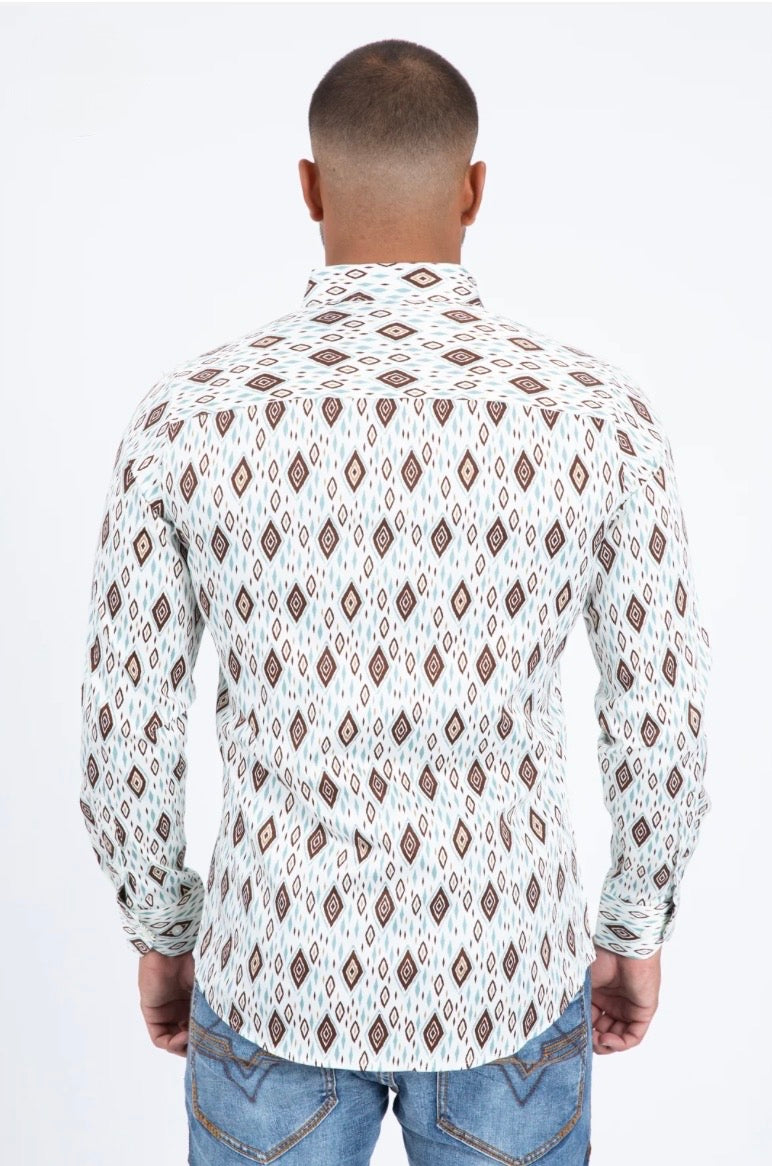 Mens Satin Cotton Modern Fit White Long Sleeve Shirt CWL11335