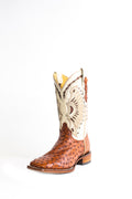 Vaquero Bronco Brandy CC Exotic Ostrich Leather Square Toe Cowboy Boots